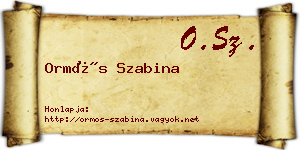 Ormós Szabina névjegykártya
